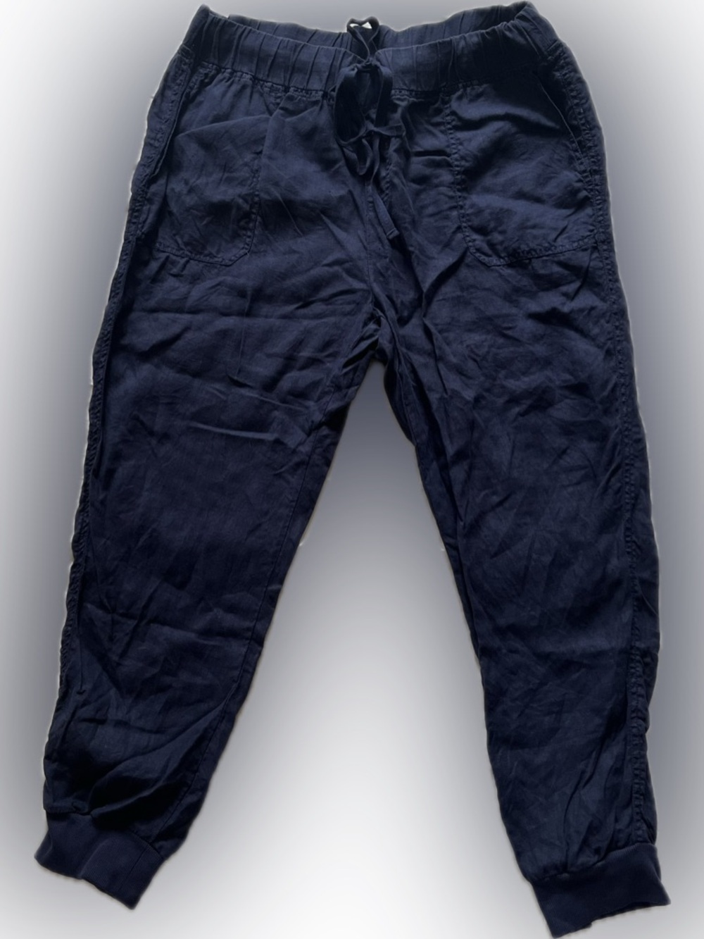 Caslon Navy Drawstring Joggers linen lightweight